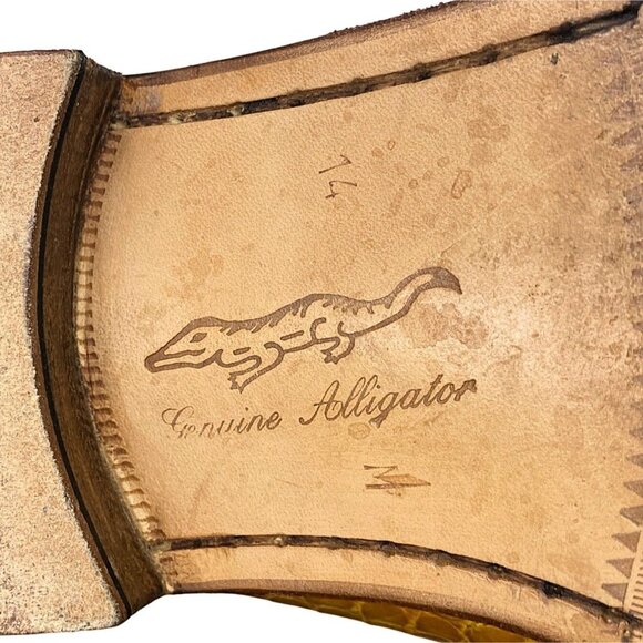 Vintage Mauri Exotic Full Alligator Mens 14M Italian Tan Brown Honey Dress Shoes - Picture 9 of 14